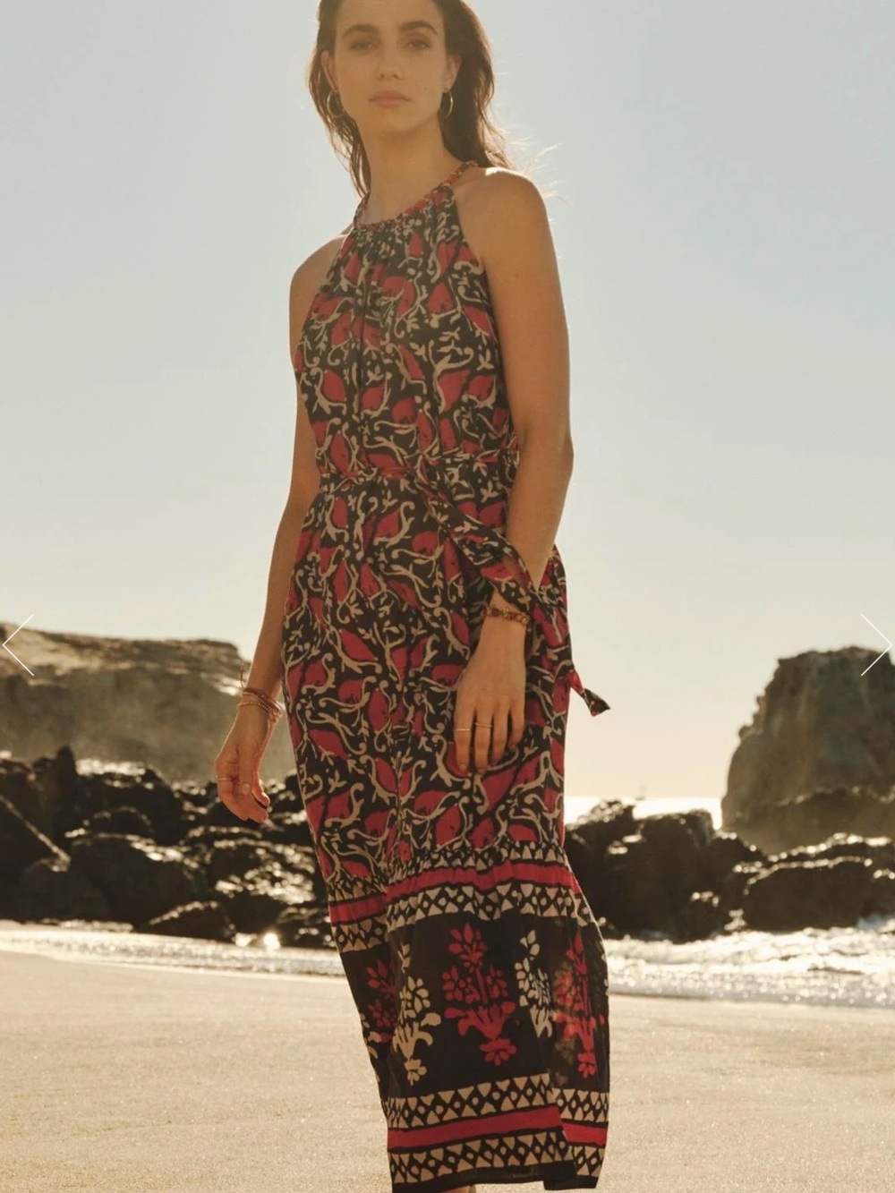 Velvet by Graham & Spencer Ghita Silk Cotton Halter Maxi Dress NWT XL $299 - Picture 4 of 10